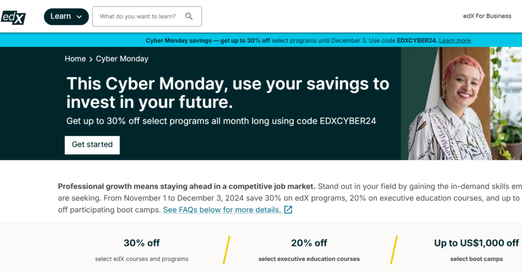 edx Cyber Monday Offer, JA Directives